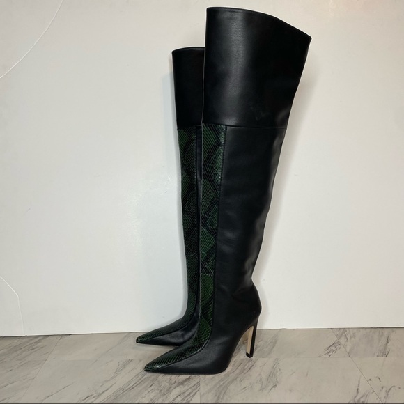 Good American The Koko Snake Embossed Leather Over The Knee Boot 5 - Picture 13 of 13